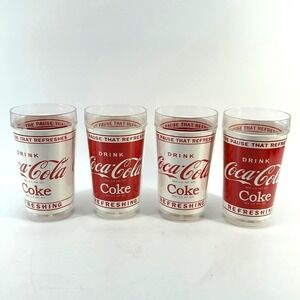 Coca-Cola Thermo-Serv 24oz Double Wall Tumbler Set of 4 Red Silver White USA